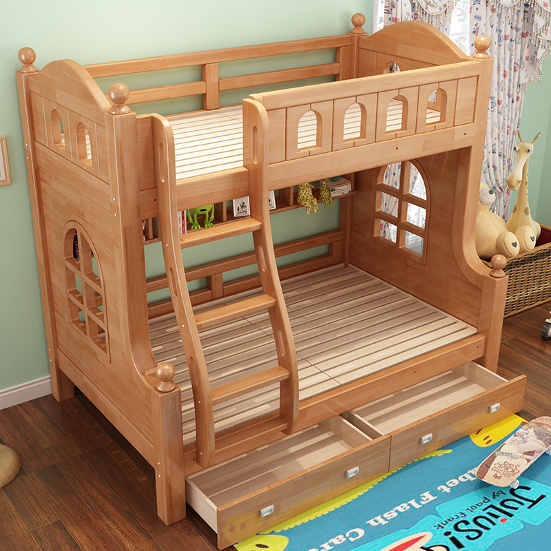 进口橡木子母床实木双层上下铺组合床儿童床上下高低床母子床成人