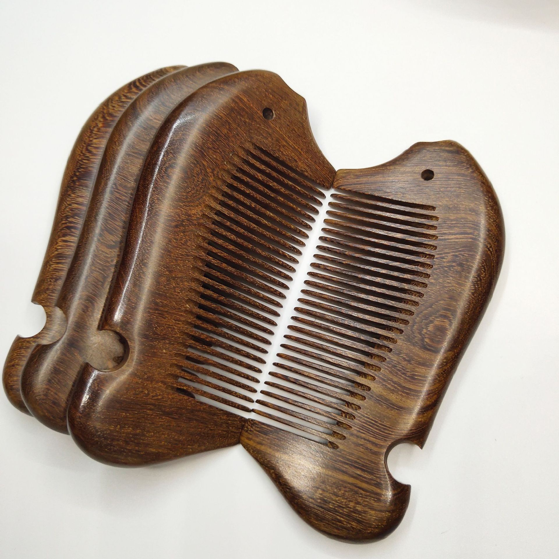 13cm黑金檀整木梳鱼梳可爱小号包包独特礼品梳厂家批发