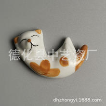 小猫陶瓷日式杂货  筷子架筷架筷托 陶瓷可爱摆件 创意家居摆件