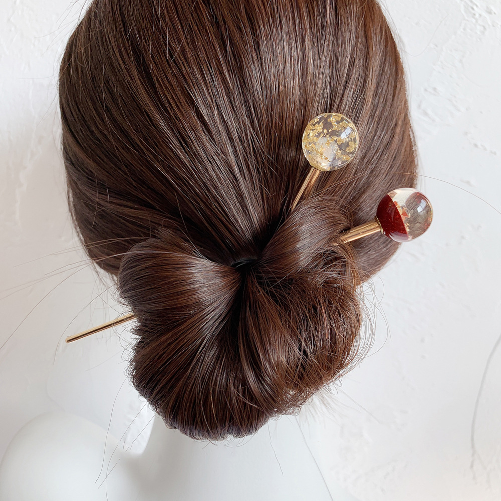 Hairpin One-Word Hairpin Candy Simple Modern Ancient Style One-Word Hair Clasp Accessories Daily Bun Updo Hanfu Hair Clasp