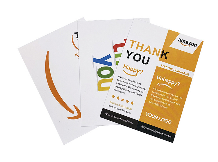 亚马逊索评卡返现感谢售后卡服务外贸英文评论评价卡片印刷商务