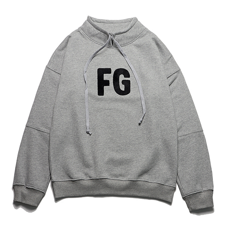 fog复线潮牌essential第六季立领开口字母植绒宽松卫衣女高街潮品