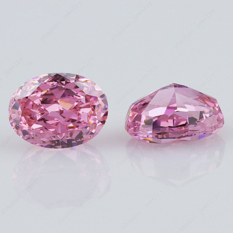 8a裸石批发深粉红色蛋形人工合成宝石椭圆形锆石可定制戒指首饰