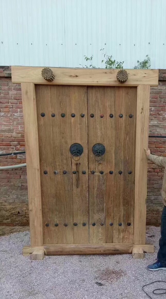 老榆木家具 榆木实木双开老式大门 别墅古建筑四合院通用-阿里巴巴