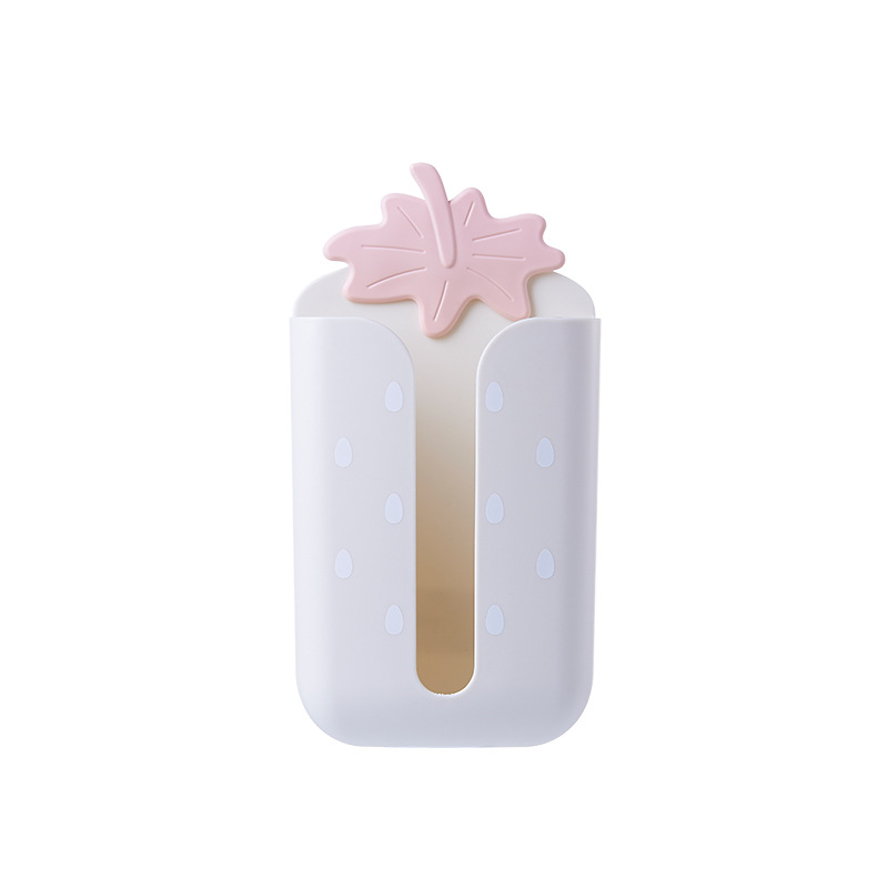 M57 Cute Strawberry Punch-Free Wall Hanging Paper Extraction Box Bathroom Storage Box Tracelss Paste Home Tissue Box