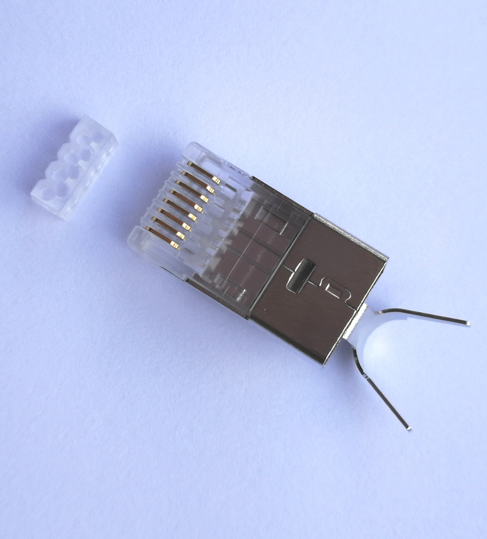 七类水晶头 cat7 燕尾夹水晶头 8p8c7类屏蔽水晶头 1.5mm线孔rj45
