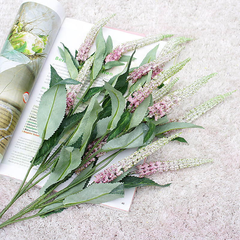 森系田园5叉鼠尾草 塑料仿真花草人造花婚庆吊顶假花摄影家居摆件