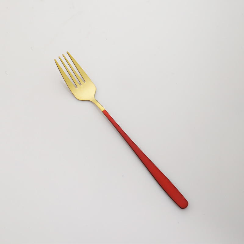 304不锈钢叉子韩式叉镀钛餐具各种颜色叉子不锈钢水果沙拉泡面叉
