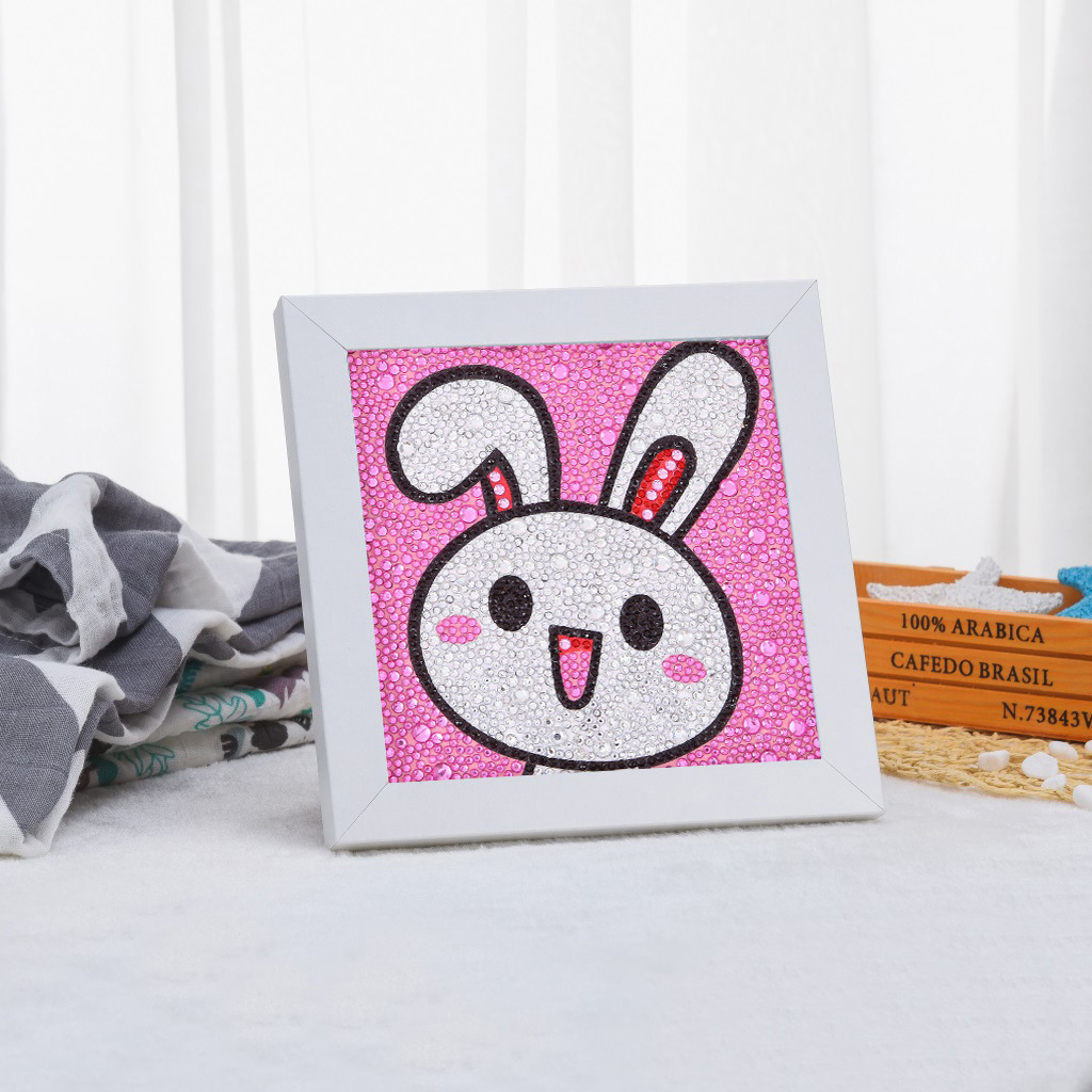 跨境热销满钻 带框儿童钻石画5d 小兔子水晶大小钻家具卧室装饰画