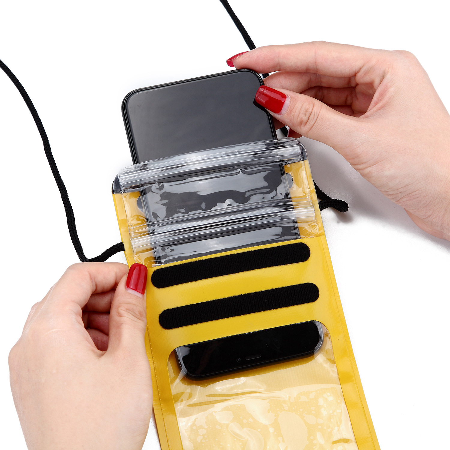 新款三层密封魔术贴手机防水袋 pvc夹网布防水袋 触屏手机防水套