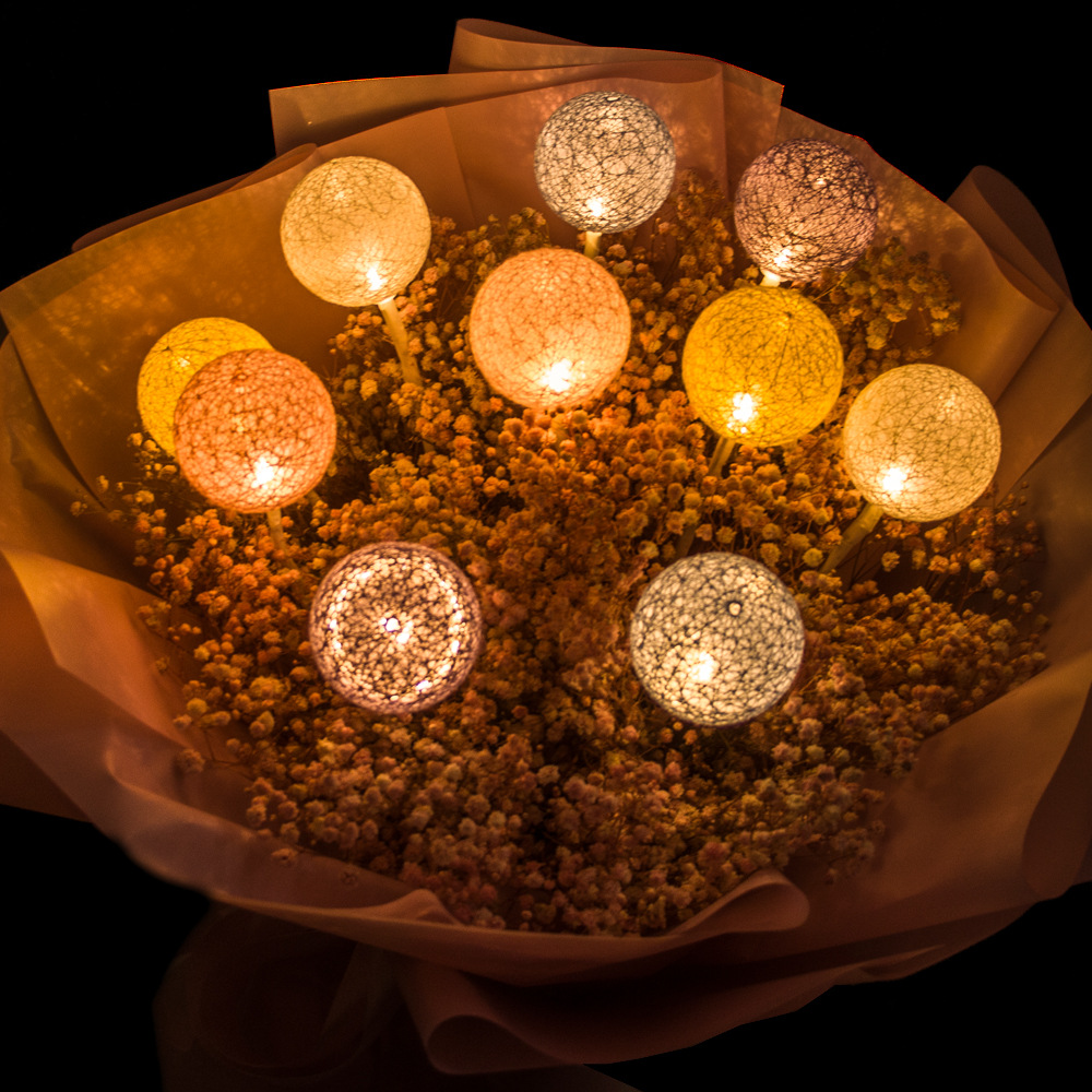 led树枝灯手捧花鲜花灯串闪灯串灯求婚棉线球五角星灯