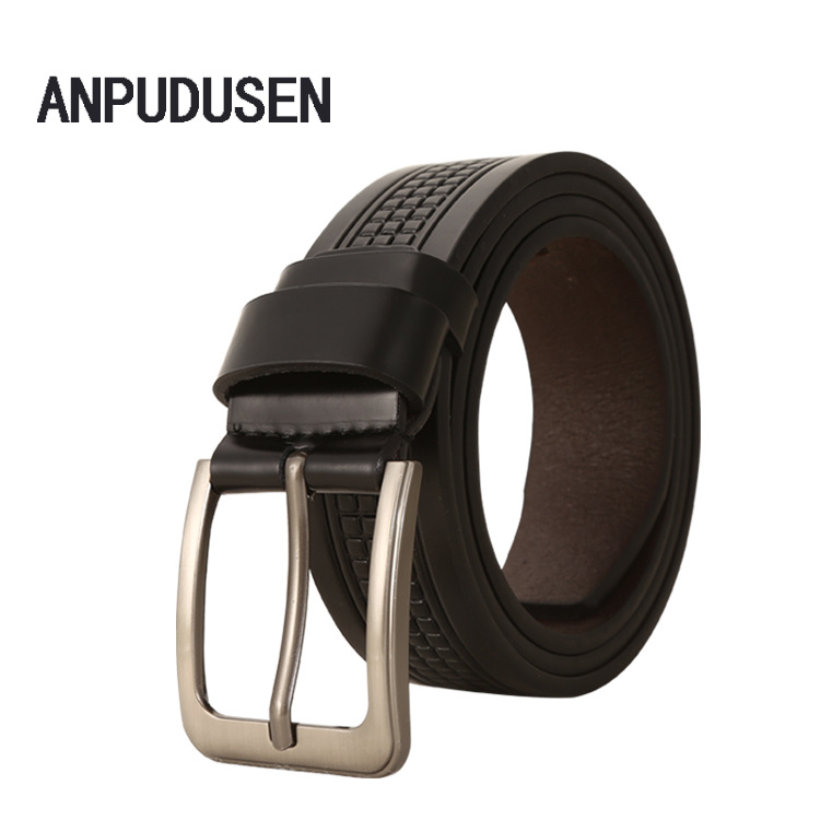 men‘s business belt wholesale new alloy pin buckle pants belt anpudusen factory direct sales pu bar belt