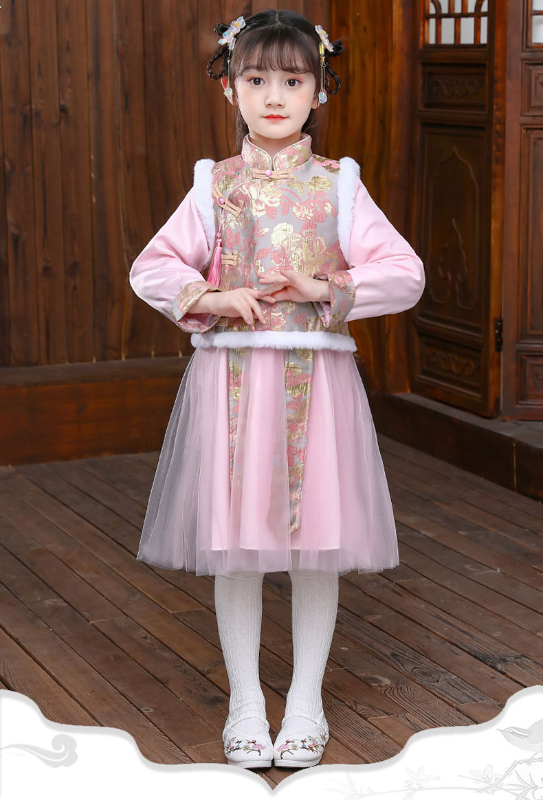 新年汉服女童拜年服儿童唐装中国风唐装古风旗袍连衣裙2020年冬季
