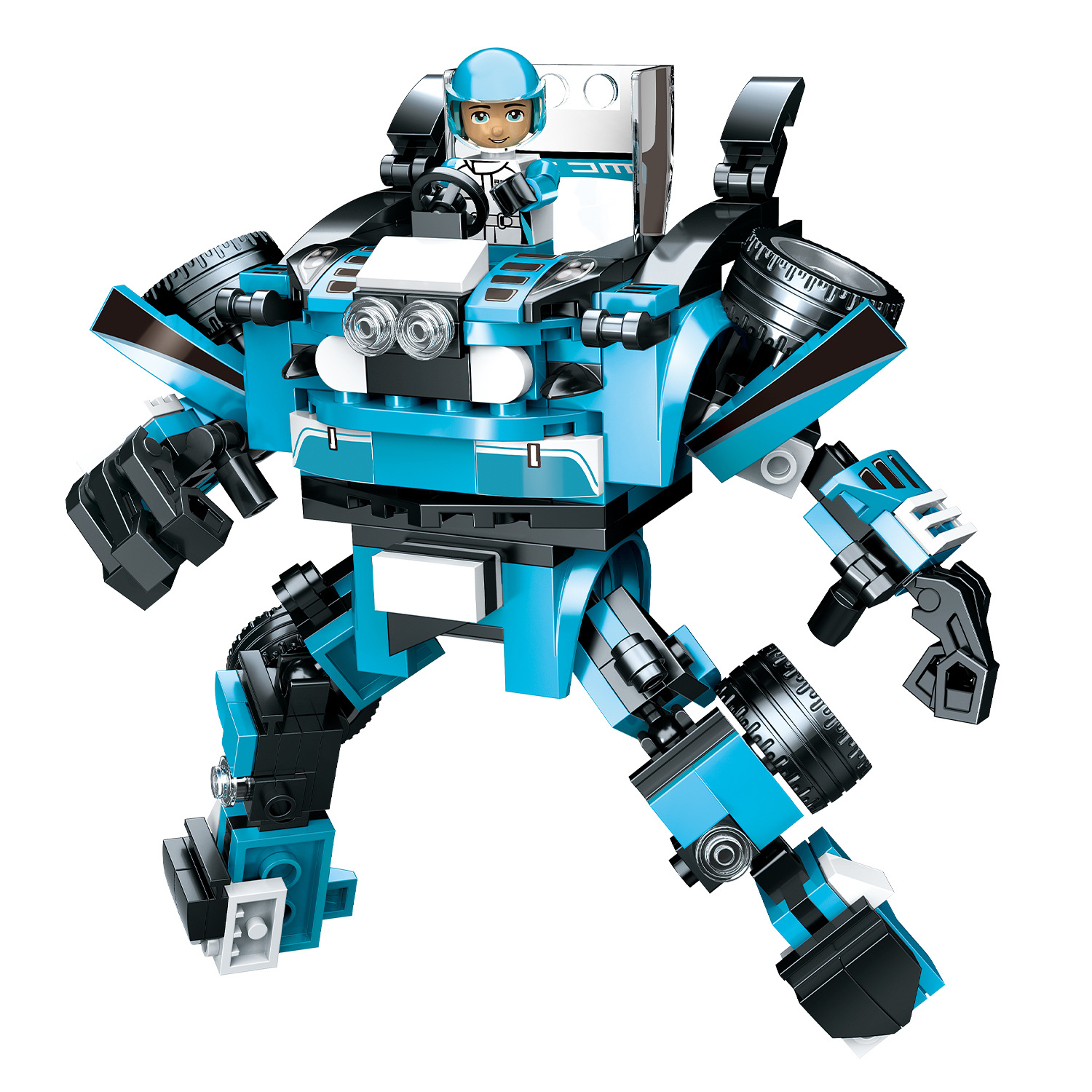 哲高ql0721积木赛车战士二变机甲科技系列儿童益智拼装玩具盒装