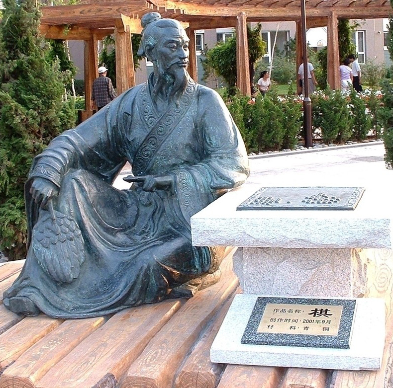 古代人物下棋铜像雕塑摆件