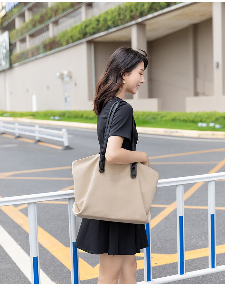 简约大容量托特包女2020新款棉麻料大手提包大学生休闲单肩子母包