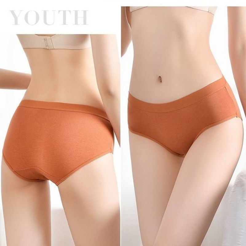 Japanese Style New Solid Color Underwear without Mid-Waist Marks Women's Cross-Border Macaron Breathable Sexy Young Lady Briefs