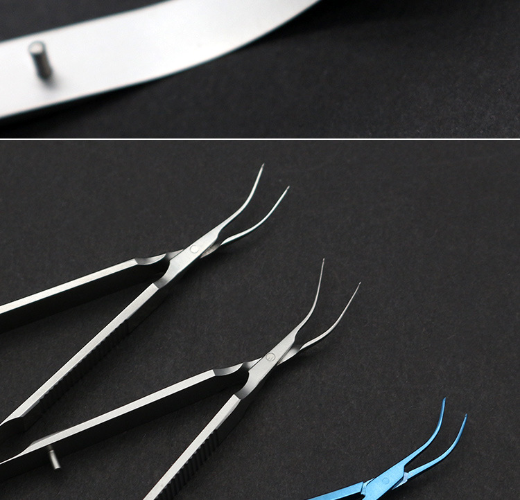 晶体植入镊不锈钢鸭嘴镊眼科显微器械软性哈夫式两片式圆头晶体镊