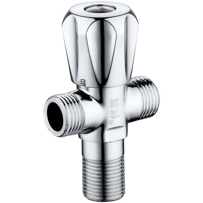 马桶止三通分进水一水阀带出水4进二出开关阀门全铜角阀双分水器