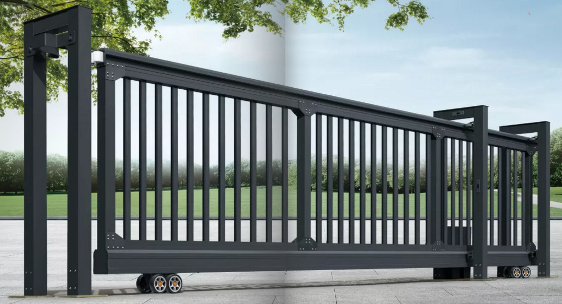 铝合金无轨电动直线平移门 段滑分段伸缩门单位遥控自动移门定制