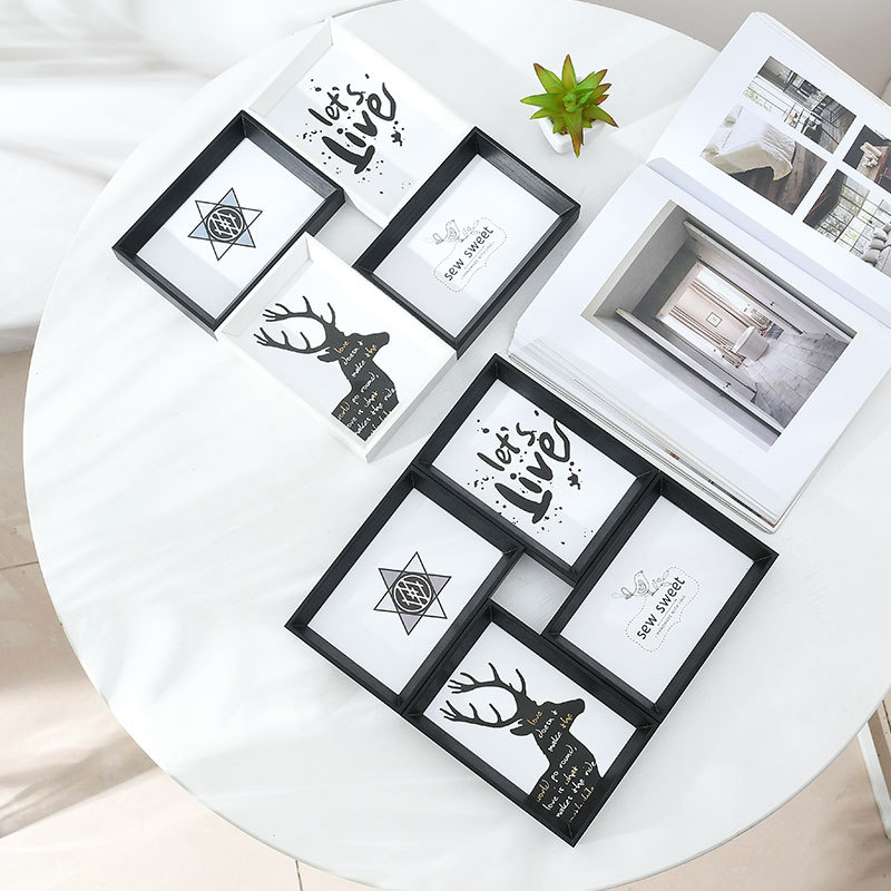 Home Decoration Table European-Style Craft Creative 6-Inch Photo Frame 4-Piece Wall-Mounted Combination Decoration Table Studio Alic Board