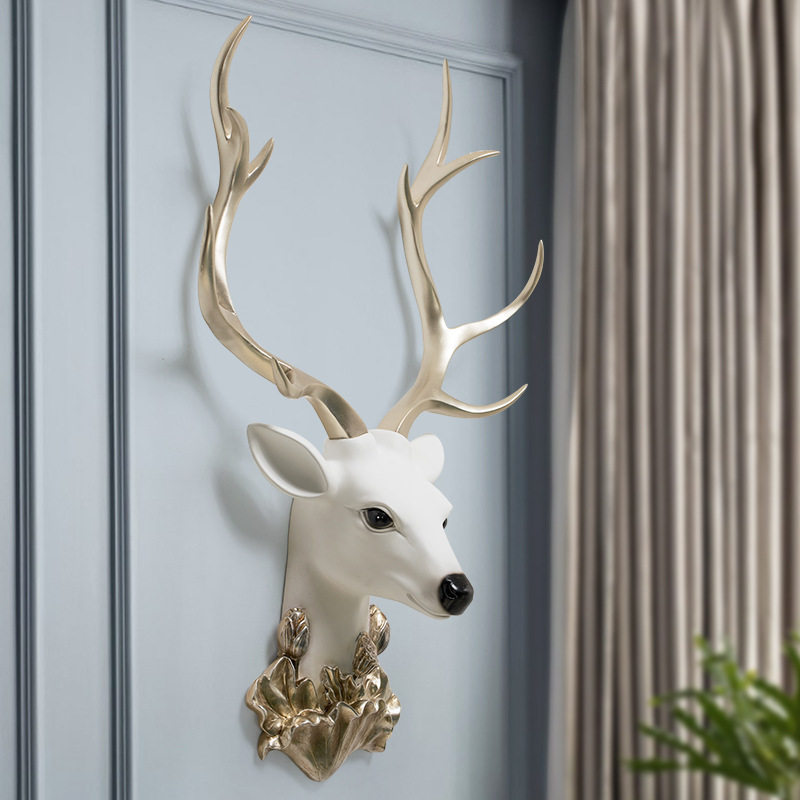 北欧轻奢风美式客厅艺术背景墙面装饰3d立体鹿头墙壁挂件墙饰