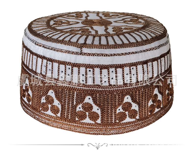 现货批发回回帽礼拜帽平顶帽穆斯林民族清真帽可定制电脑绣花帽