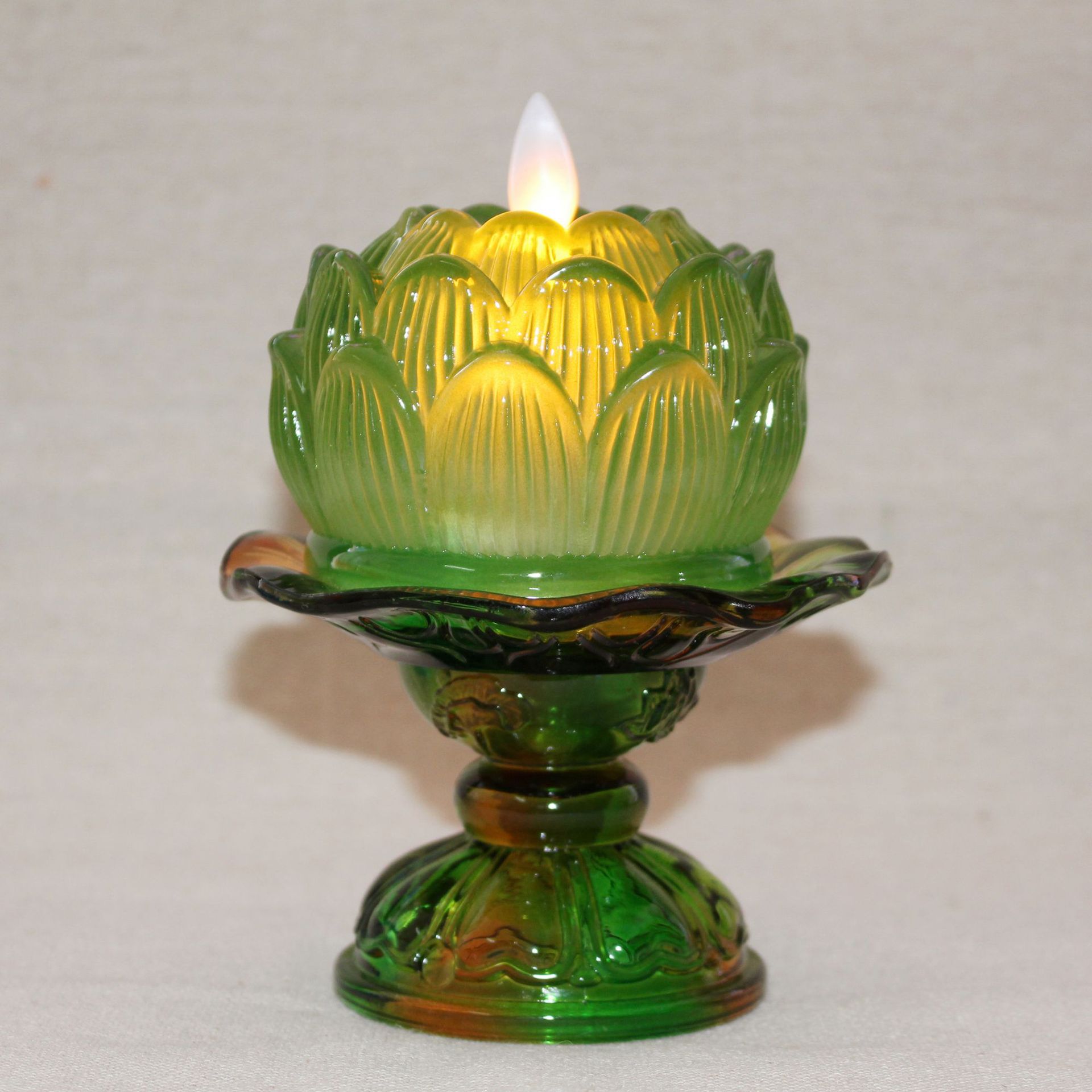 七彩莲花飘飘烛 仿真摇摆蜡烛灯 佛堂寺庙七彩供灯琉璃电池长明灯