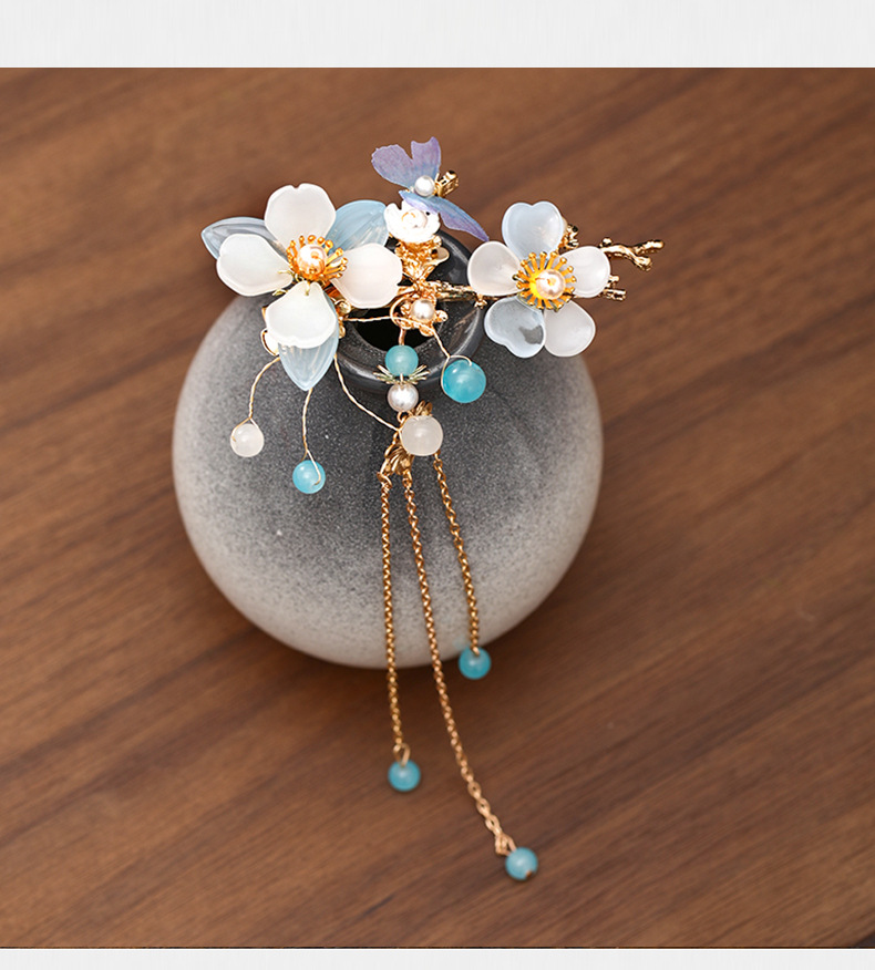 汉服头饰批发国风流苏步摇边夹古风对夹超仙发饰夹子古装配饰