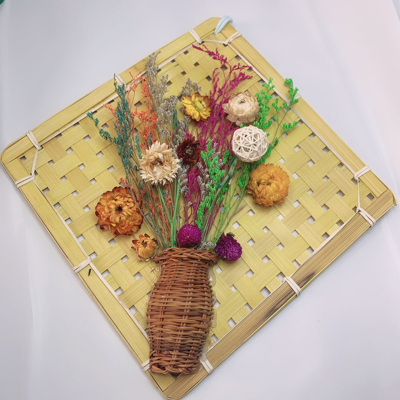 邹菊满天星干花幼儿园diy手工装饰吊饰 立体竹制品吊饰挂饰用品