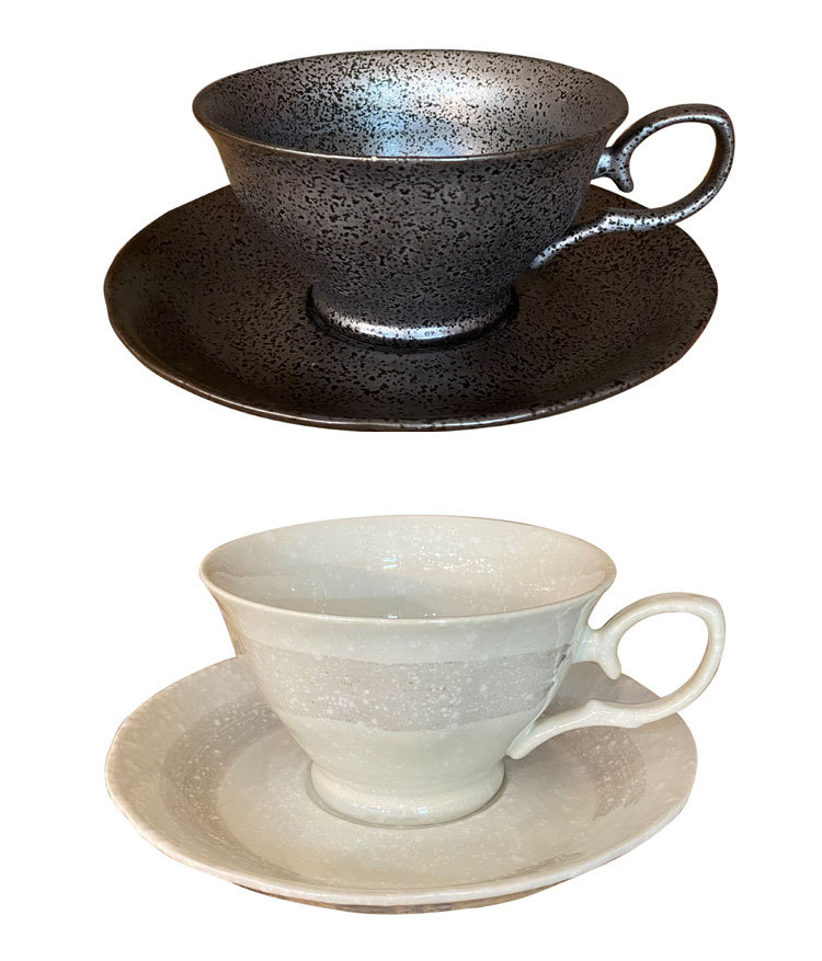 德昌高温陶瓷手绘釉下彩咖啡杯碟黑色咖啡杯碟白色笔刷杯两色可选