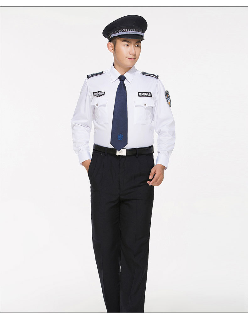 新款夏季执勤制服套装长袖衬衫保安白色安保执勤工作制服