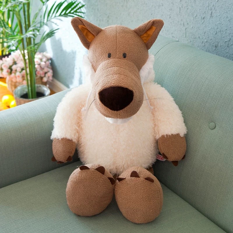 批发白色披着羊皮的狼公仔伪装狼毛绒玩具玩偶大号布娃娃儿童礼物