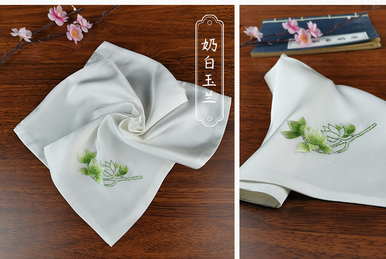 成都旅游中国风蜀绣手工刺绣真丝女士手绢复古风绣花手帕方巾送礼