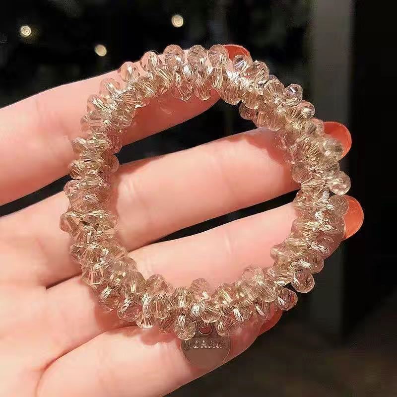 Korean Style Vintage Pearl Headband Simple Temperamental Bracelet Dual-Use Instafamousrubber Band Hair-Binding Crystal Hair Tie Sweet Headwear