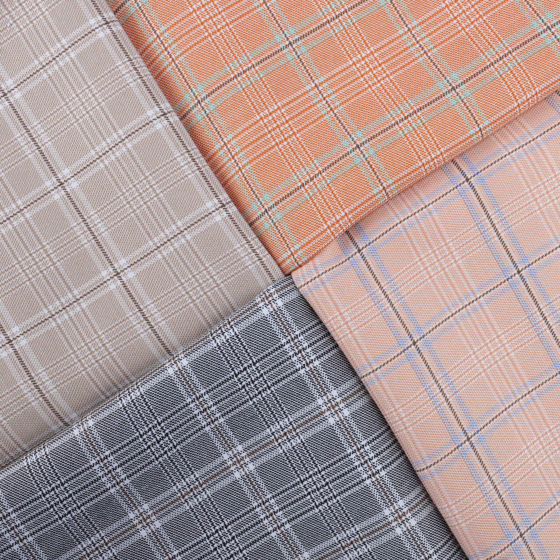 tr色织弹力斜纹格子百褶半身裙学院风休闲春夏时装衬衫外套面料