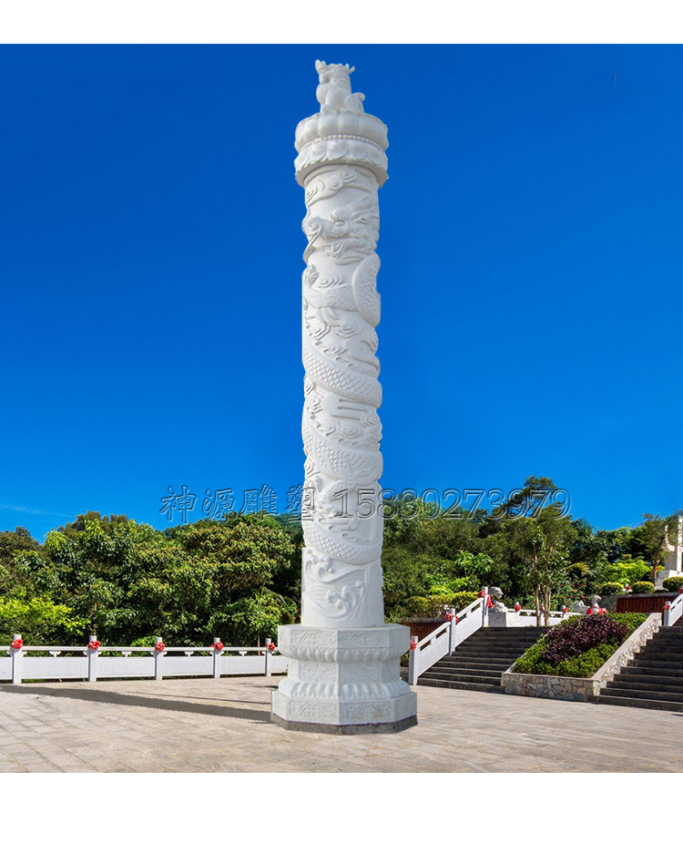 石雕天安门华表盘龙柱文化柱广场寺庙景观大型祥云十二生肖石柱子