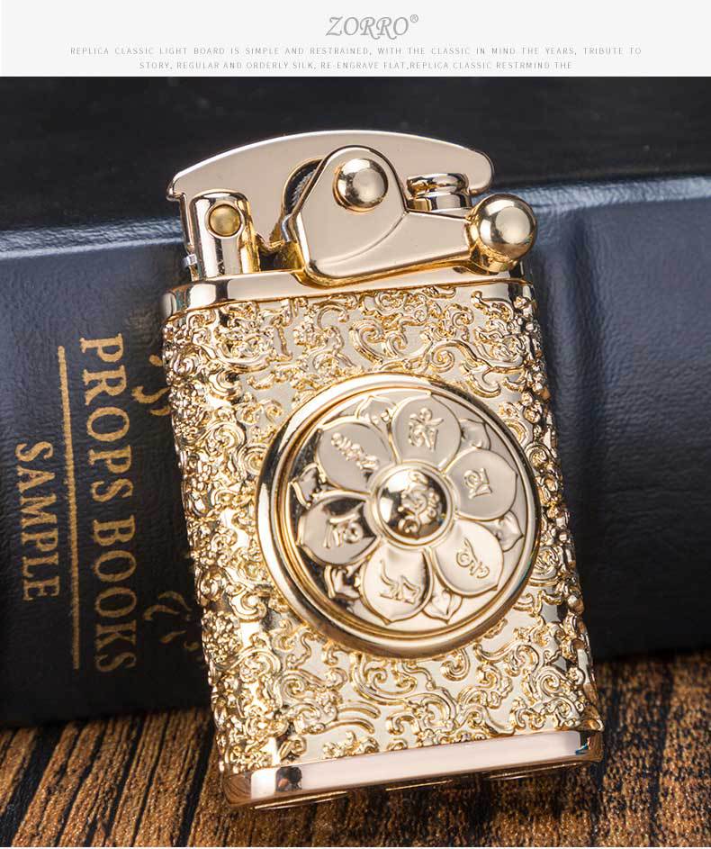 zorro佐罗摇臂煤油打火机时来运转盔甲老式抖音创意批发z592摇臂