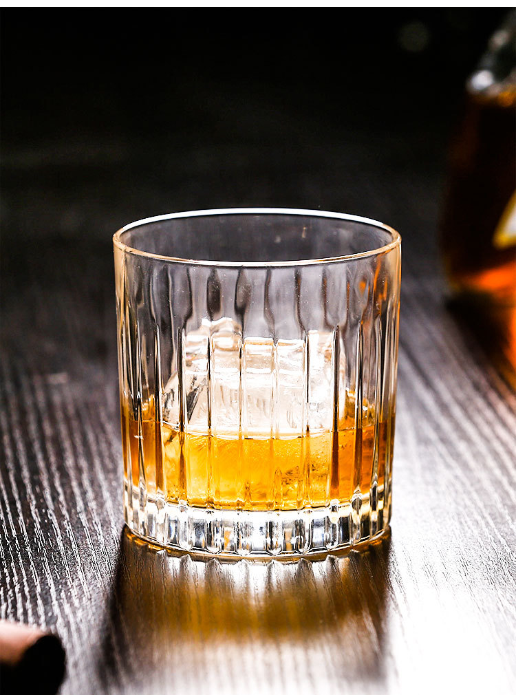 日式条纹威士忌杯 酒吧专用古典鸡尾酒杯 复古烈酒杯玻璃洋酒杯子