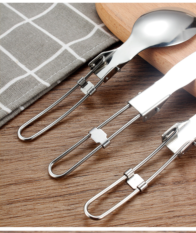 304不锈钢折叠餐具三件套户外多功能折叠勺叉筷子刀便携餐具