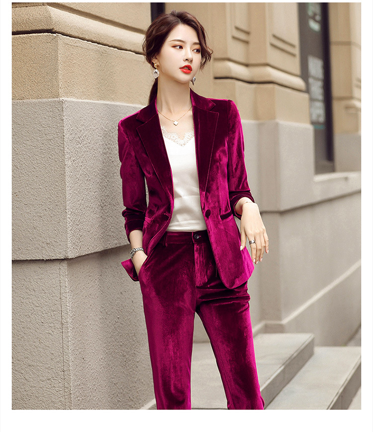 金丝绒西装外套女2020年秋冬新款小西服女士韩版气质总裁职业套装