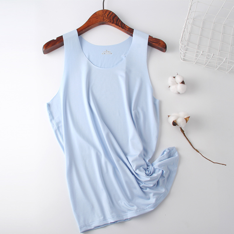 new men‘s one-piece ice silk vest fashion skin-friendly wide shoulder vest wholesale multi-color optional