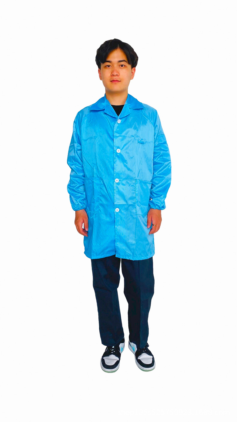 防静电衣服大褂连帽大褂立领纽扣大褂无尘网格洁净防尘工作防护服