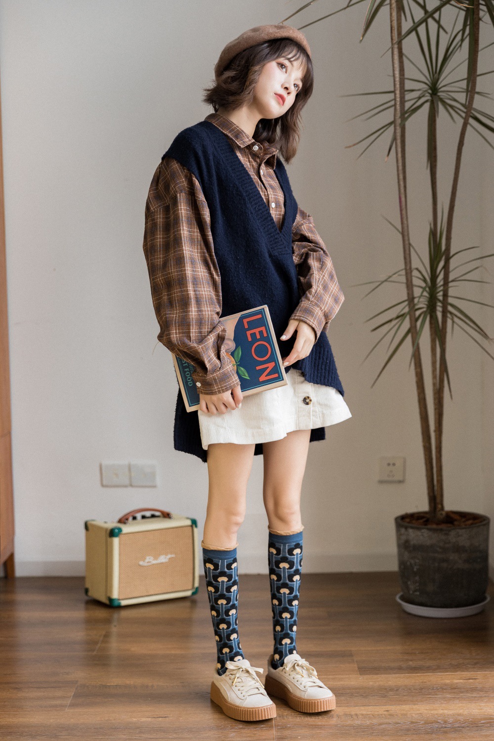 ins袜子女中高筒小腿及膝堆堆长袜日韩网红穿搭时尚潮流秋冬棉袜