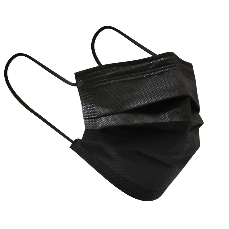 厂家供应 一次性黑色平面口罩 防尘透气口罩 成人无防布口罩