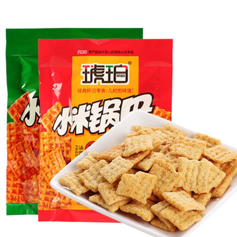 包邮琥珀小米锅巴90g牛肉味麻辣味儿时回忆80后怀旧膨化休闲零食