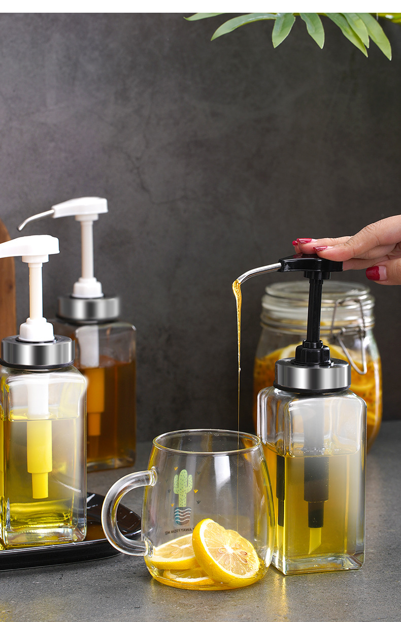 蜂蜜按压瓶分装瓶方便倒挤压瓶压嘴日式家用密封玻璃罐蜂蜜挤压罐