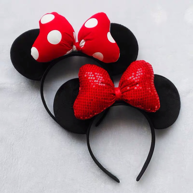 卡通同款米奇耳朵头箍成人儿童米老鼠发箍蝴蝶结发饰现货厂家批发