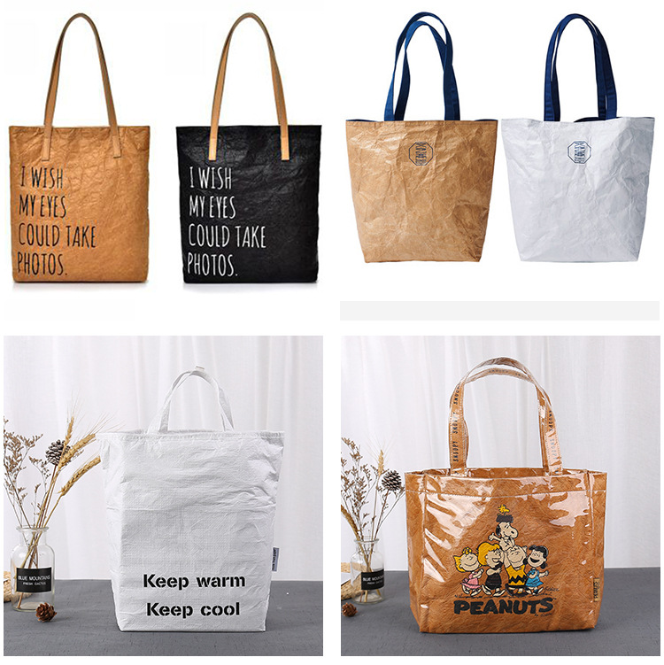 特卫强tyvek洗水杜邦纸包定制 牛皮纸环保袋 真皮手提杜邦纸包