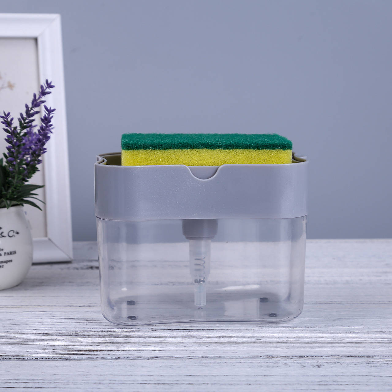 厨房按压式海绵擦自动加液盒百洁布洗碗刷洗洁精收纳盒清洁皂液盒